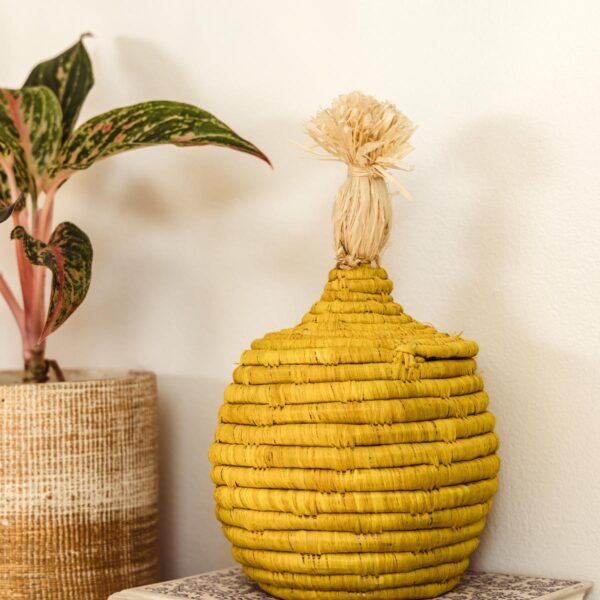 Pom Pom Decorative Woven Basket
