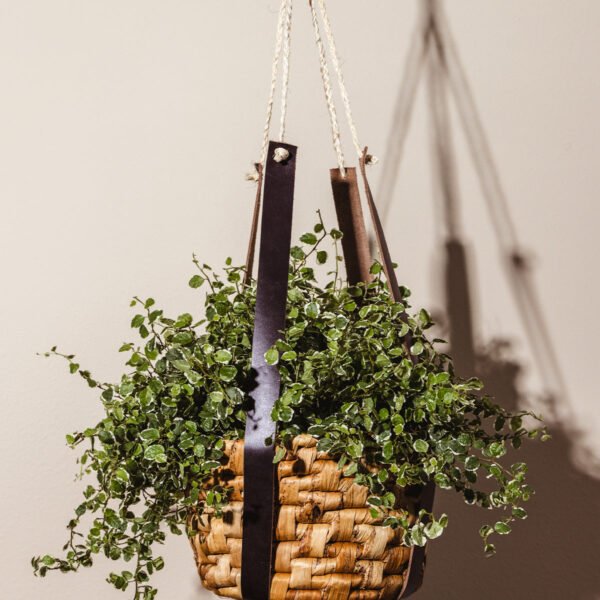 Leather Hanging Plant Basket